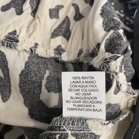 BOHO ME Black White Print Boho Mini Button Up Dress Tiered Ruffle Long Sleeve L - Picture 9 of 9